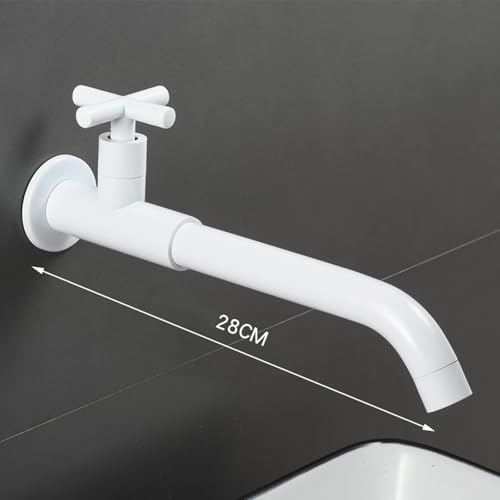 Robinet mural blanc gain de place lavabo eau froide à bec pivotant 360