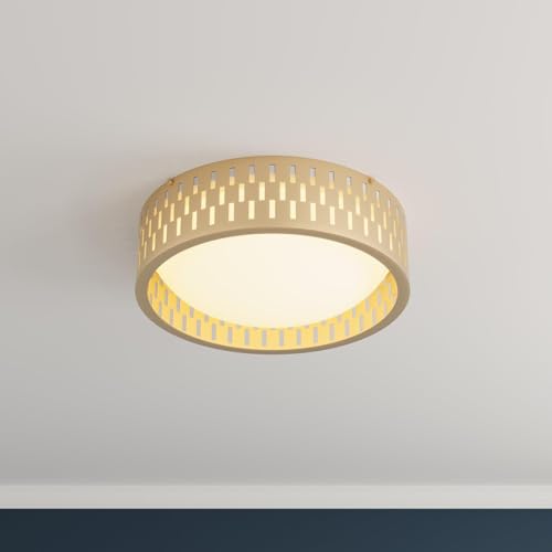 Plafonnier encastré à LED moderne doré de 15,7 pouces avec abat-jour acrylique
