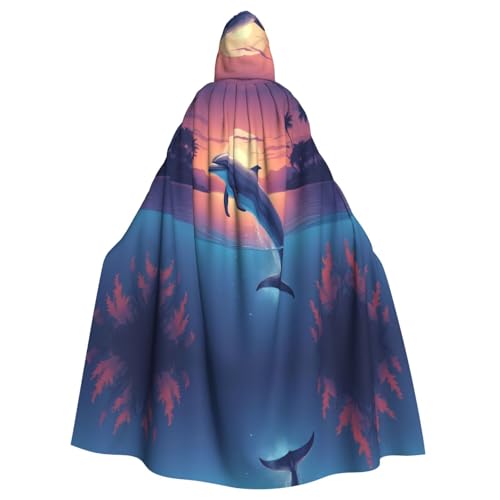 Manteau à capuche dauphin au crépuscule cape de fête pour homme femme