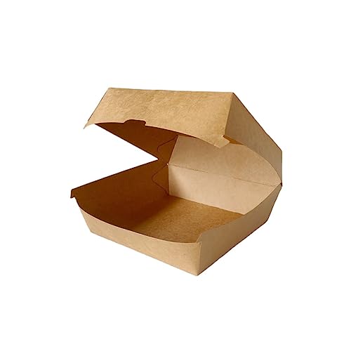 RFD Box Burger Contenitore hamburger 16x16 cm 9H 50 Pezzi Avana - Contenitore per alimenti Resistenti con Coperchio Usa e Getta