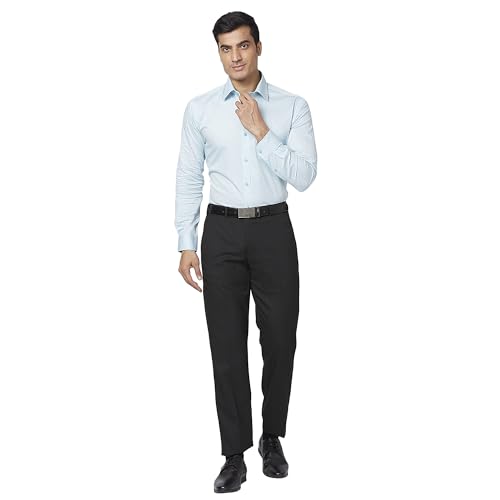 Image of Raymond Men's Slim Fit Pure Cotton Structure Pattern Semi Cutaway Collar Full Sleeve Formal Shirt
