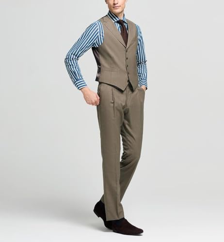 Men's Business Suit Vest Notch Lapel Slim Fit Dress Waistcoat for Wedding Party Dinner3