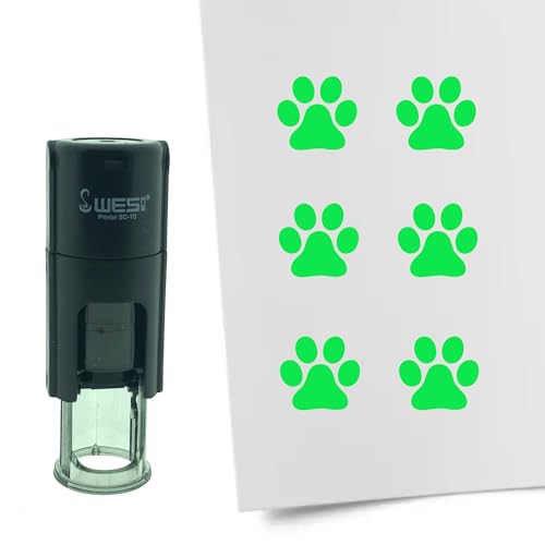 CombiCraft Selbstfärbender Stempel Pfote in Schwarz, 10mm rund - Ideal für Bulletjournals und Treuekarten