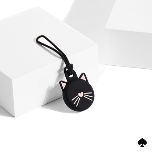 Image of kate spade new york AirTag Holder with Flexible Lanyard - Black Cat