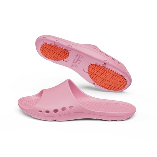 Image of KENROLL KM228 Non Slip Shower Shoes, Arch Support EVA Slides | rubber anti-slip outsole, cushioned sole, side drainage, toe protection, ideal for seniors adults family, bathroom pool beach