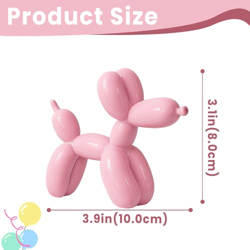 Estatua de perro globo de resina rosa para decoración miniatura 2