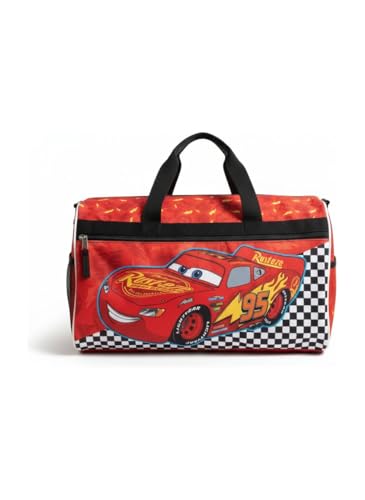 Image of Disney Pixar Cars Kids' Duffle Bag - Lightning McQueen Travel Gym Bag with Adjustable Strap, Mesh Side Pockets & Zipper Pocket