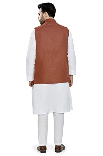 Image of BE ACTIVE 100% Cotton Solid Pattern Trendy Comfortable Stylish Full Sleeve Kurta Pajama Set with Jacket Nehru Style Koti for Men's ||