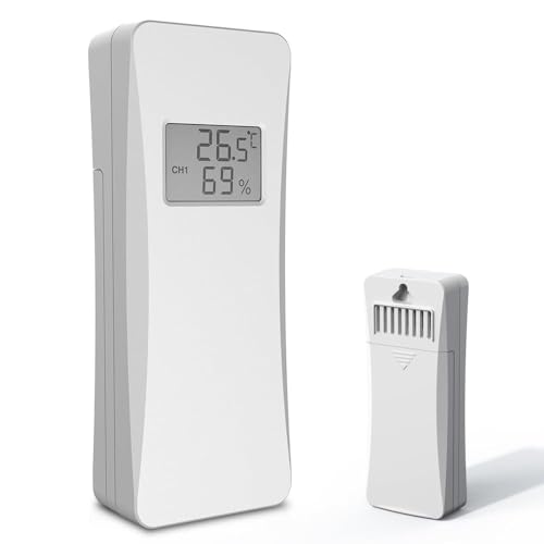 ZOYDP Außensensor für BALDR, Außensensor für Wetterstation mit Display, Außentemperatur und Luftfeuchtigkeit, Funksensor Wetterstation 433 MHz,...