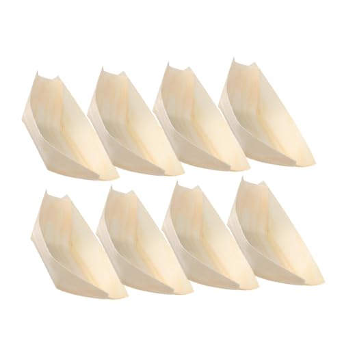 CLISPEED 50個 使い捨て木製寿司トレイ 船型点心皿 食品ボート 多用途サービングプレート 滑らか表面で ケータリングやパーティーに