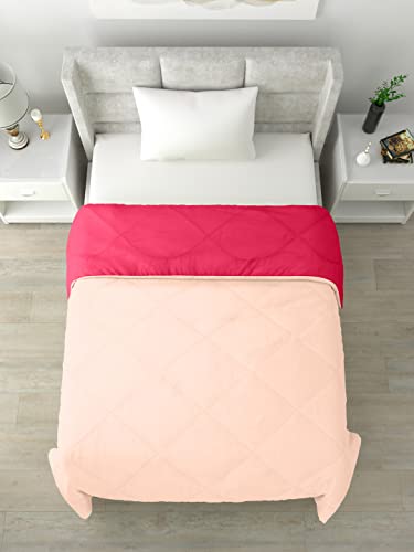 Image of Clasiko Reversible Single Bed Comforter; 60x90 Inches; 200GSM; Pink & Peach