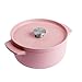 Produktbild KitchenAid Cast Iron 22cm/3,3L Kasserolle mit Deckel, Hochwertig, Robust & Langlebig, Anbraten, Bräunen,Braten,PFAS-freie Emaille Innenseite,Induktion,Ergonomischer Griff,Ofenfest bis 260°C,Dried Rose