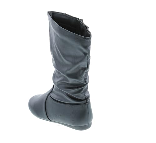 Link Girl's Mid-Calf Solid Color Flat Heel Slouch Boots3