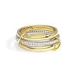 RAIFIN Gold Stackable Rings for Women Non Tarnish, 3 Rings Set Interlocking with CZ Cubic Zirconia Band, Dainty 18K Gold Plated Multi Stack Rings for Women (Size 6)