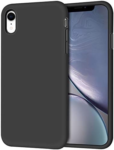 Anuck iPhone XR Case, Soft Silicone Gel Rubber Bumper Phone Case with Anti-Scratch Microfiber Lining Hard Shell Shockproof Full-Body Protective Case Cover for Apple iPhone XR 6.1" 2018 - Black