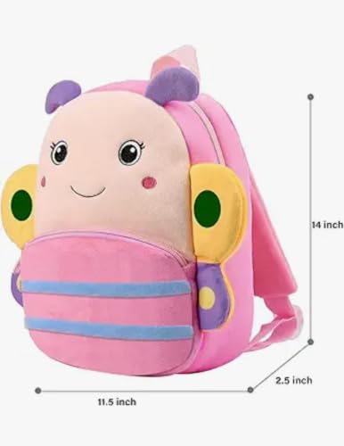 Image of Cute Butterfly Design Backpack for Boys & Girls | Soft Toy School Bag | Lightweight Preschool Nursery Travel Bag | Cute Animal Design Backpack for Toddlers 35CM
