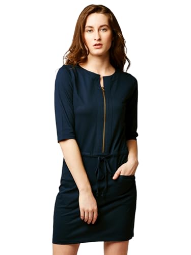 Image of Miss Chase Women's Comfortable Round Neck Sleeveless Striped Midi Bodycon Dress with Zipper