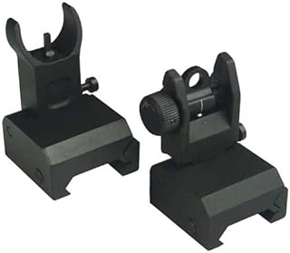 Aluminum Black Color Iron Sights BUIS Front and Rear Flip Up for Picatinny/Weaver - DB TAC INC