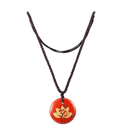 SUNYIK Crown Chakra Engraved Round Stone Amulet Pendant Necklace, Adjustable Wave Necklaces for Unisex2