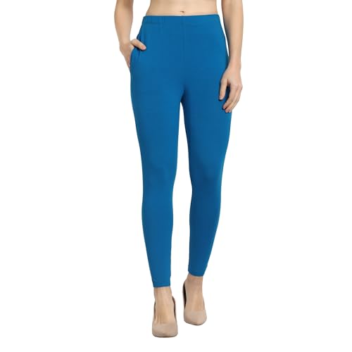 Image of ONE SKY Women Ankle Length Leggings | Premium Cotton Modal Spandex Blend | High Waist Stretchable & Bio-Washed Fabric | Colour-Lock | Ethnic Leggings for Women