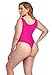 Annbon 80S 90S Retro Thong Hpink Cheeky One Piece Swimsuits for Women High Cut Sexy Cute One Piece Swimsuits Swimwear Bathing Suits Leotard Bodysuit for Women M