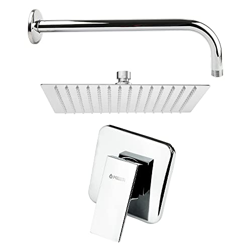 CNX Regadera Cuadrada 20cm X 20 CM + Tubo de 40 cm y Mezcladora Monomando de Acero Inoxidable GRATIS Toallita Limpiadora (Microfibra)
