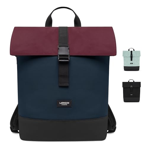 LARKSON Mochila Mujer y Hombre Azul Rojo   Tammo   Para Portátiles   Trabajo, Universidad y Viaje   Backpack Enrollable y Ligero   Repelente al Agua