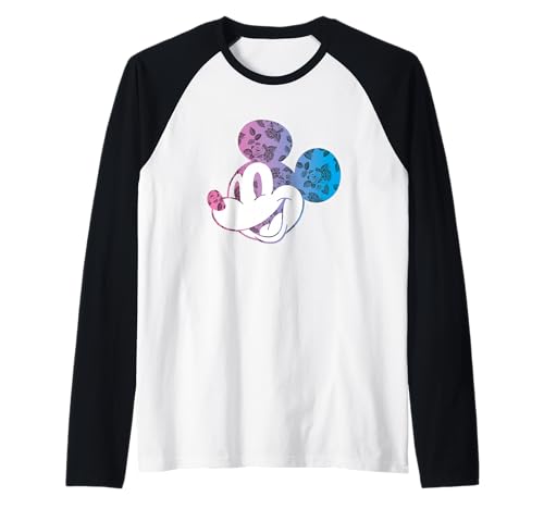 Mickey Mouse baseball t-shirt coupe raglan avec imprimé dégradé floral artistique