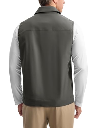 Rdruko Men's Golf Vest Lightweight Outerwear Windproof Water Resistant Grid Lining Vest with Zipper Pockets for Casual3