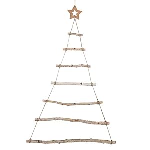 Gwhole Weihnachtsbaum Holzleiter Adventskalender 90x60 cm