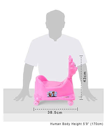 Image of Goyal's Rabbit Style Baby Potty Seat Cum Rider with Wheel and Removable Bowl for Kids (Pink)