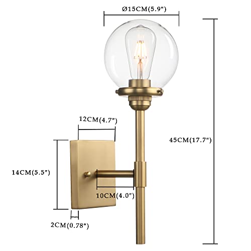 Phansthy Glass Globe Wall Sconce Antique Bronze Vintage Style Column Stand Industrial Wall Lights With 5.9 Inch Lampshade #TOP4