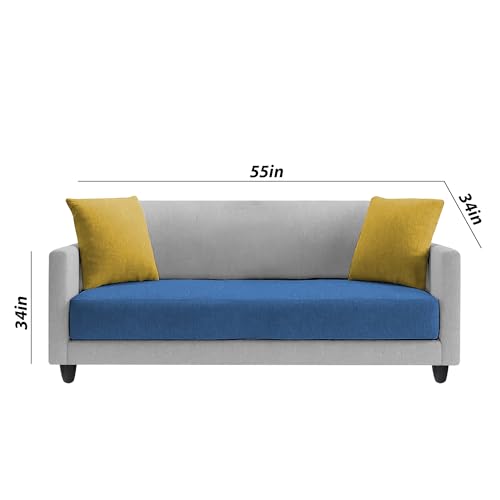 Image of Casaliving Dominic 3 + 2 Seater Sofa Set for Living Room (Blue Grey) Premium Fabric Sofa