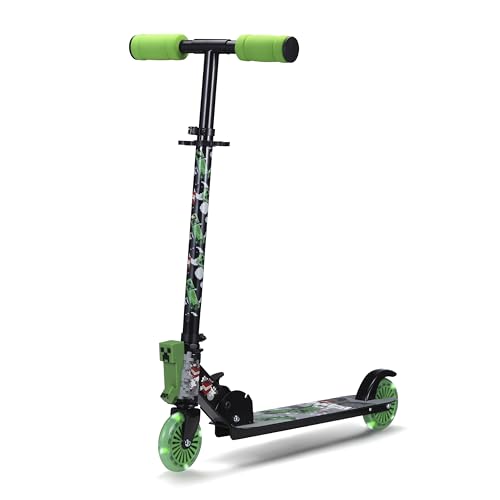 Minecraft 2 Wheel Kick Scooter with Light Up Wheels – Foldable, Non-Slip Deck, Comfortable &...