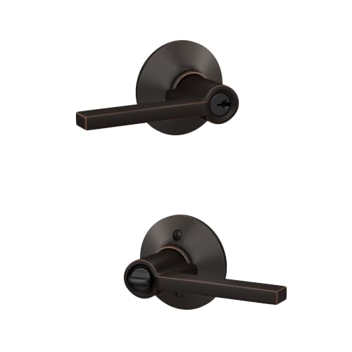 Image of SCHLAGE Latitude Keyed Entry Door Handle, Reversible, Aged Bronze