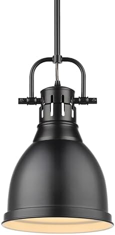 Golden Lighting 3604-S BLK Duncan Pendant, Matte Black with Matte Black Shade- Pendant Light, Pendant Lights, Pendant Lights Kitchen Island, Pendant Light Fixtures,