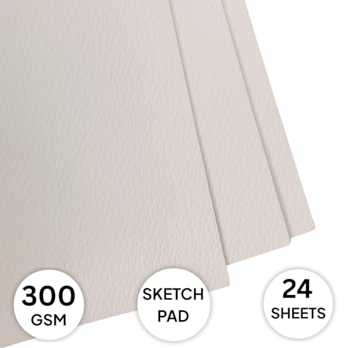 Zen Sangam Express your Mind Artists - A6 Gouache Glued Sketch Paper Pad -Rough Grain Surface, 300 GSM , Cold Pressed -(24 Sheets, Size 10.5x14.8cm)