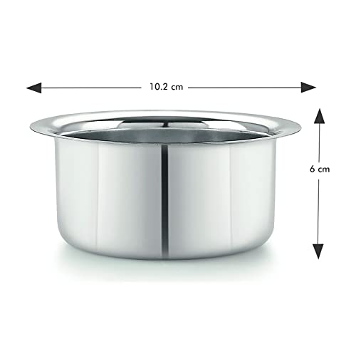 Neelam Stainless Steel 8 22G Flat Bottom Tope, 550ml, Silver Durable, Durable Cookware for Efficient Cooking, Boiling, and Steaming with Excellent Heat Retention and Long-Lasting Performance.
