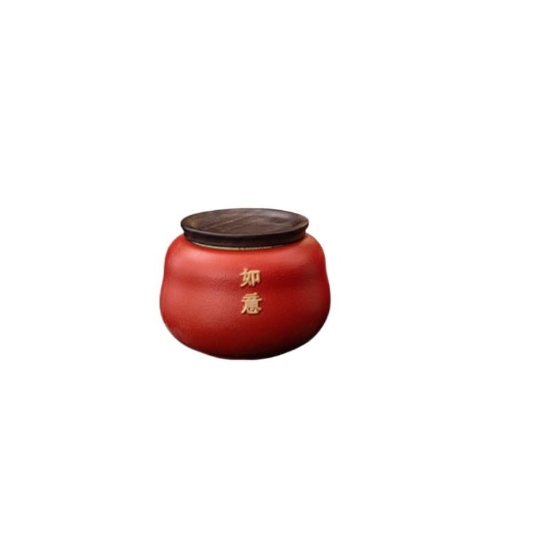 Boîte à Thé Boîte à thé en céramique avec Couvercle en Noyer et Motif «Good Things Happen» de Persimmon Ruyi, boîte à Bonbons de Mariage, boîte Cadeau de Mariage Tea Cans