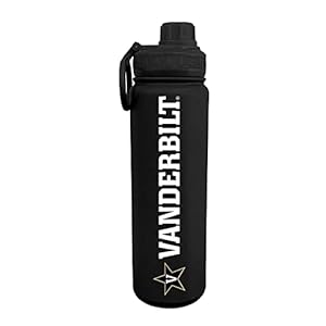 Campus Colors NCAA Stainless Steel Water Bottle – Twist on cap – 24 oz – Carry Clip – Keeps Your Drinks Hot or Cold for Hours (Vanderbilt Commodores – Black)