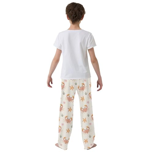 ZZXXB Crab Starfish Pattern Boys Long Pants Soft Trousers Elastic Waist Kids Lounge Bottoms with Pockets S-XL3