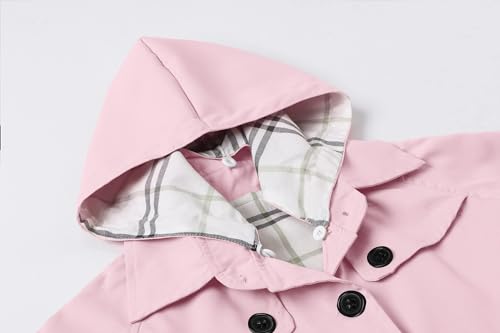 Image of Betusline Girl's Single Breasted Trench Coat Hooded Dress Coat Outerwear, 2-14 Years