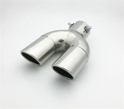 Tuyaux d'échappement voiture double sortie 63mm en acier chromé argenté pour tuning