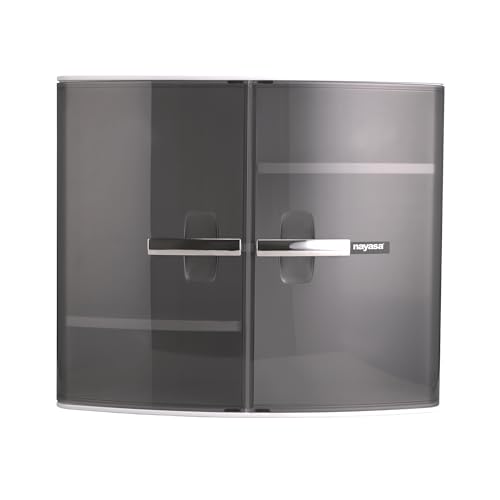 Image of Nayasa Plastic Bathroom Storage Cabinet | Multipurpose Wall Mount Organizer Cabinet with Storage Compartments | Durable Utility Cabinet for Bathroom, Kitchen, Home & Office Storage | Black