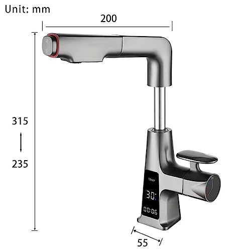 Robinet de salle de bain avec douchette et affichage LED de la température - 7