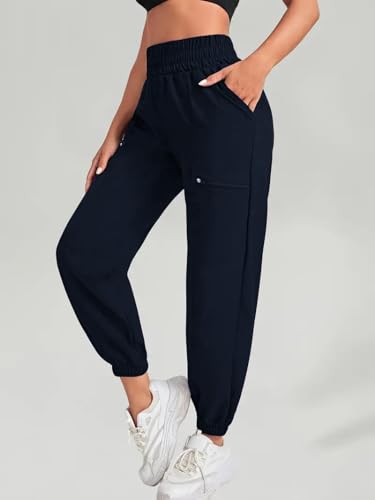 Image of LERIYA Fashion Women's Joggers - Soft High Waist Straight Fit Pants | Comfortable Polylyrca Trousers Travel