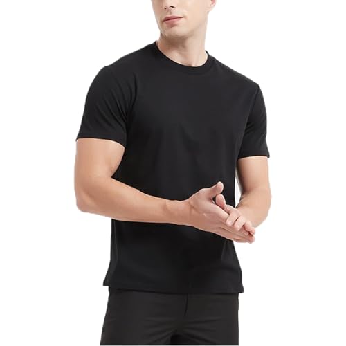 Ahigh T-Shirts für Herren Sport Tshirts mit Slim Fit & Basic Tshirts Rundhals Kurzarm für Sport & Freizeit, Urban Classics Herren t-Shirt Schwarz & L