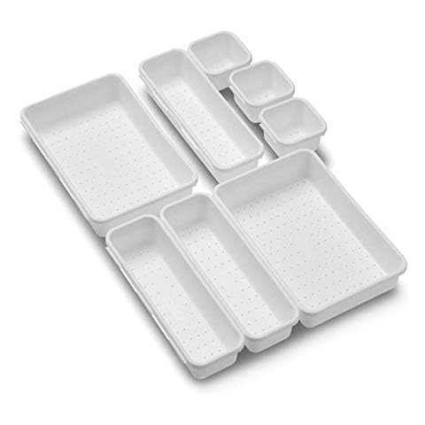 madesmart 8-Piece Interlocking Bin Pack Customizable Multi-Purpose Drawer, One Home Organization, BPA Free, White, 8 Count Cover