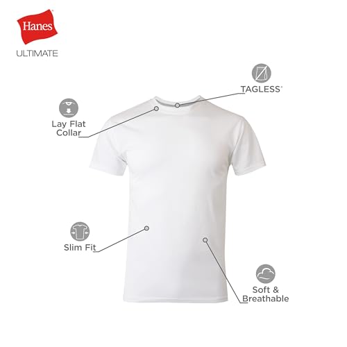 Image of Hanes Men's Ultimate Undershirt ComfortBlend Slim Fit Tees for Men, Moisture-Wicking