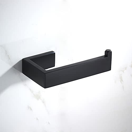 Junsun Rectangular Toilet Paper Holder Stainless Steel Contemporary Tissue Holder Bathroom Hardware Modern Euro Paper Towel Roll Holder Toilet Roll Holder Bathroom Accessories Wall Mounted Matte Black #TOP7
